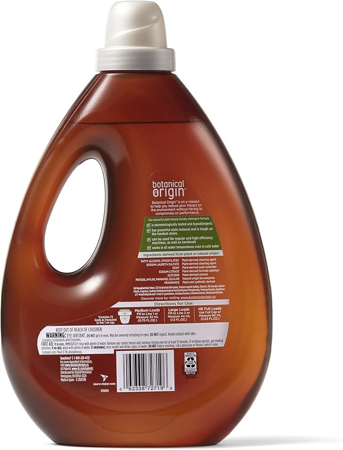 Botanical Origin Plant-based Laundry Detergent Orange Blossom and Citrus Leaves, 54 oz (72 loads)