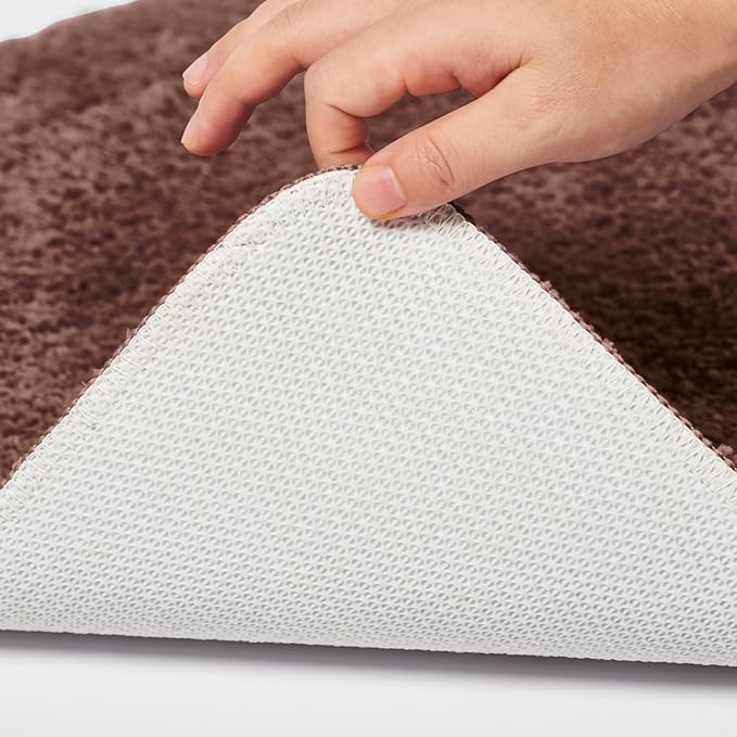 Bath Rugs Set 3 Pieces Bathroom Mat Soft Absorbent Plush Shaggy Soft Floor Non Slip Shower Bath Tub Machine Washable (Cocoa-Leaf, 20"x32"/20"x20"/17"x24")
