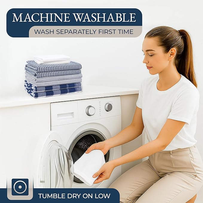 LANE LINEN Flour Sack Towels & Kitchen Towel Set 20 Pc - Premium Cotton Tea Towels for Bread Baking, Super Absorbent Dish Cloths for Washing Dishes, Multipurpose Kitchen Rags & Oven Mitt Set - Indigo