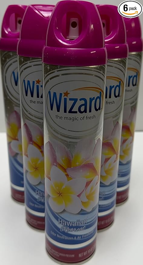Wizard The Magic of Fresh | Odor Neutralizer & Air Freshener - 10 Oz. Hawaiian retreat (Pack of 6) (Packaging May Vary)
