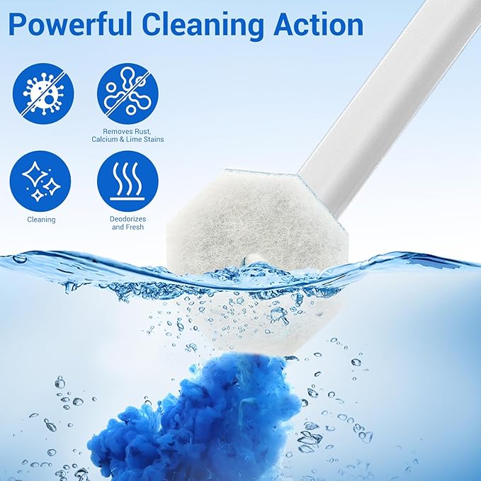 Sagry 50 Counts Disposable Toilet Bowl Wand Refills, 5X Cleaning Power Toilet Cleaner Refill Pads, Deep Cleaning, No Falling Apart, Fresh Fragrance, Compatible with Most Toilet Brushes