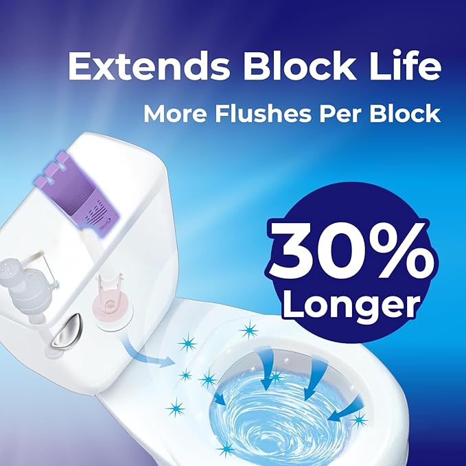 Toilet Tank Tablet Holder with 6 Blue Toilet Bowl Tablets, 8.97 x 3.22 x 2.25 Inch Tablet Holder - Prevents Flapper Jams & Residue, Extends Life of Drop-In Cleaner Tablets