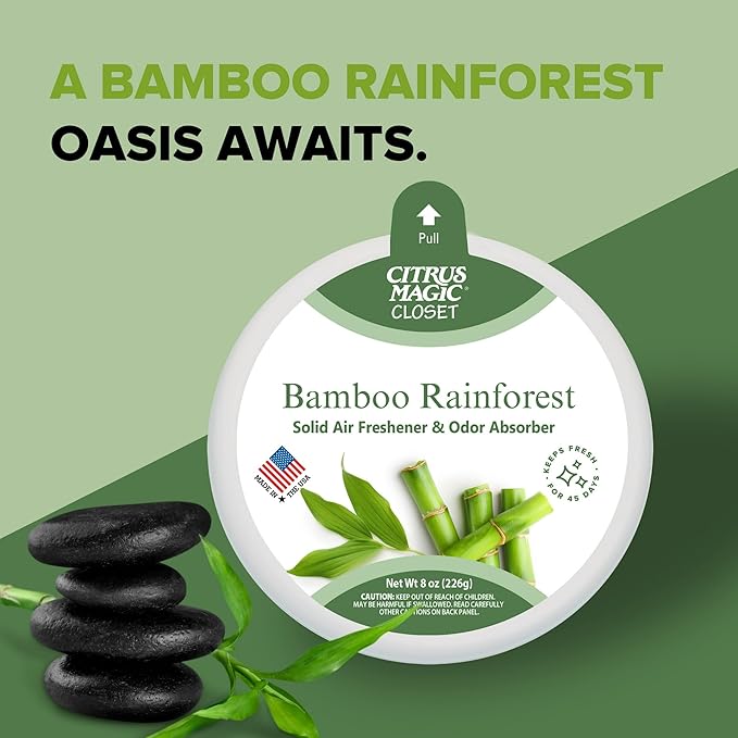 Citrus Magic For Closets Odor Absorbing Solid Air Freshener, 8-Ounce. (Bamboo Rainforest)