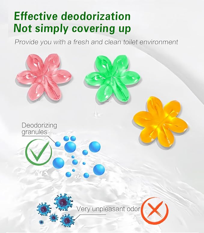 EKE 7Pcs Floral Toilet Bowl Cleaning Gel Effective Stain Remover Fresh Scent Deodorizer Household Use
