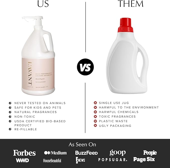 L'AVANT Collective Luxury Laundry Detergent | Blushed Bergamot | Natural Non-Toxic Liquid Laundry Soap with Enzymes | Bulk 1 Gallon, 5x Concentrated, Plant-Based, HE Compatible | 128 oz
