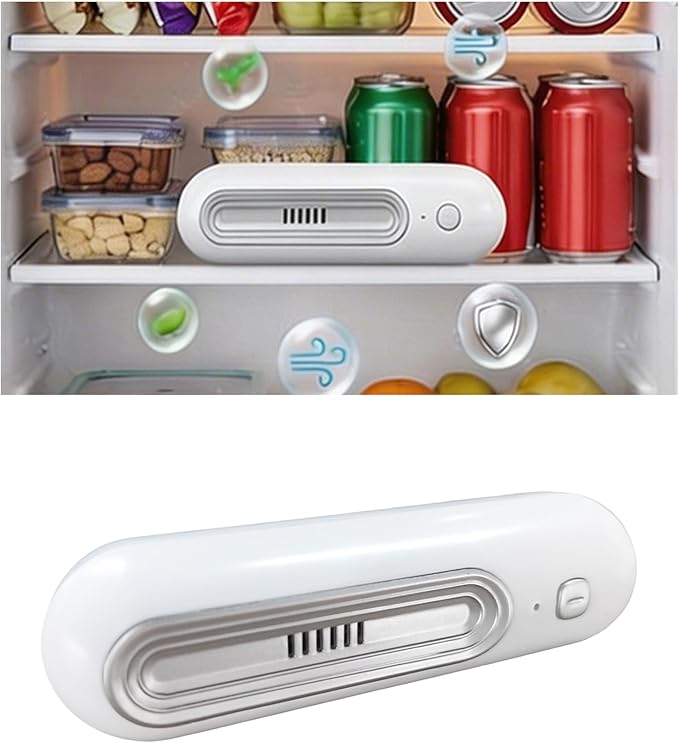 Electronic Fridge Deodorizer - Reusable Refrigerator Odor Management Solution for Fresh Food Storage - No Refills or Filters Required - Compact Air Freshener for Fridge, Freezer, Pantry & Closet