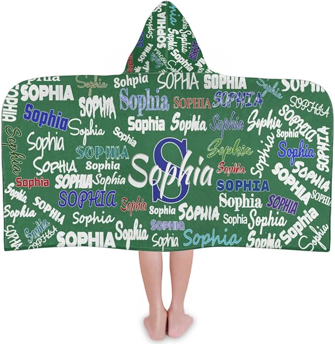 Custom Hooded Towel for Toddlers Boys Girls Kids Bath Pool Beach Towel Soft Absorbent Beach Poncho Wrap Changing Robe, Sea Green Color