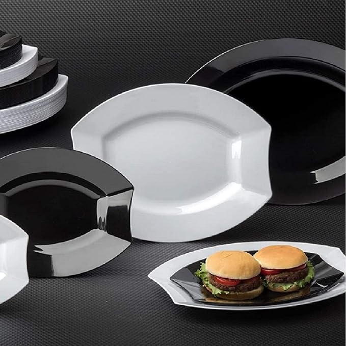 Party Essentials 20-Count Hard Plastic 9.5" Royalty Dinnerware Oval Lunch/Dinner Plates, White