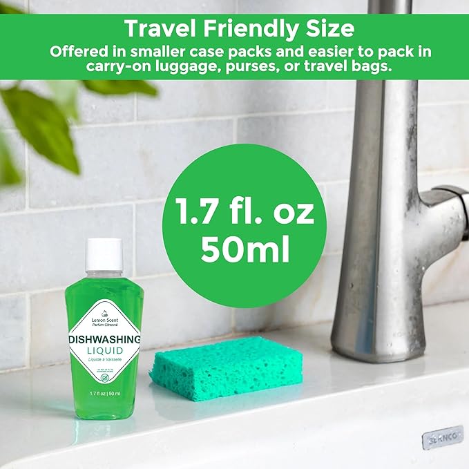 World Amenities Dishwashing Soap 1.7oz - Pack of 90 - Travel Size Liquid for Vacation Rental Dishwashers