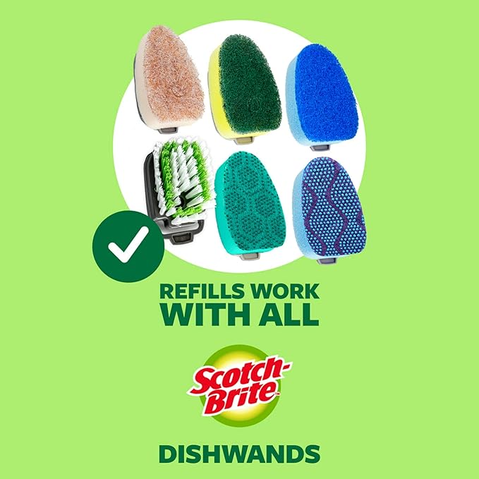 Scotch-Brite Odor Resist Soap Control Dishwand Brush, Non-Scratch Cleaning Brush with Scraper, Stands Upright (Pack of 4)