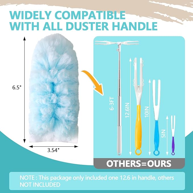 60 Pack Duster Refills Kit Disposable for Swiffer Duster Handle,360° Deep Cleaner Heavy Duty Replacement with 1 Handle,for Home, Blinds, Car, Pet, Furniture, Fans(Blue)