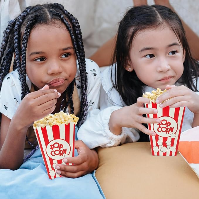 XIEHE 24 Pack Striped Popcorn Boxes - Carnival Parties Mini Paper Popcorn and Candy Containers, Party Supplies for Movie Nights (pop corn)