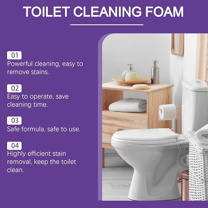 Foaming Toilet Bowl Cleaner Powder - Self-Activating Powerful Foam Toilets Bowls Cleaner Deep Cleaning Removes Stains & Limescale (100g / 3.53oz, 2 Pack)