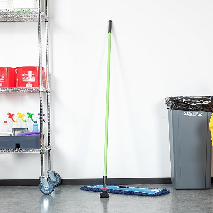 Restaurantware-Handle ONLY: Clean Tek Professional 63.98 Inch Dry Mop Handle, 1 Durable Mop Stick - Head and Frame Sold Separately, Ergonomic Grip, Green Fiberglass, for Home Use
