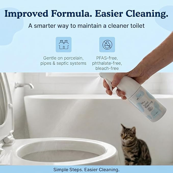 spotLESS MATERIALS Toilet Coating Spray for Ceramic & Porcelain Bowls, Liquid Surface Coating Designed for Easier Routine Cleaning, Helps with Toilet Rings and Daily Buildup, PFAS-Free, 5 oz
