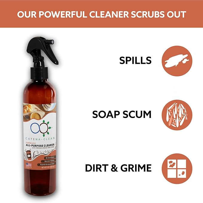 Natural Pumpkin Spice Bathroom Cleaner (Pack of 6, 8 fl. oz each, 48 fl. oz total) – Fast Acting, All Purpose Spray for Toilet, Shower, Tile, & Sink – Descaler, Limescale, Grime, & Soap Scum Remover