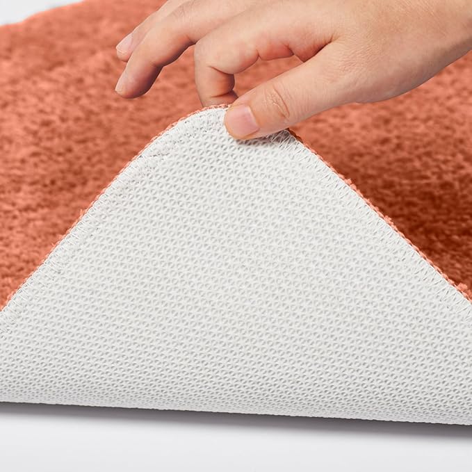Bath Rugs Set 3 Pieces Bathroom Mat Soft Absorbent Plush Shaggy Soft Floor Non Slip Shower Bath Tub Machine Washable (Spice-Strip, 20"x32"/20"x20"/17"x24")