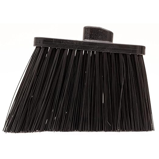 SPARTA Plastic Broom Head, Angled, Un-Flagged for Large Debris Indoor, Outdoor, Home, Restaurant, Lobby, Office, 12 Inches, Black, (Pack of 12)