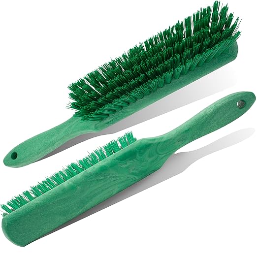 SPARTA 8 Inch Soft Counter Brush with Polyester Bristles and 5 Inch Handle, Color Coded Handheld Broom for Tables Countertops and Foodservice Surfaces, 13 Inch Overall Length, Green, Pack of 6