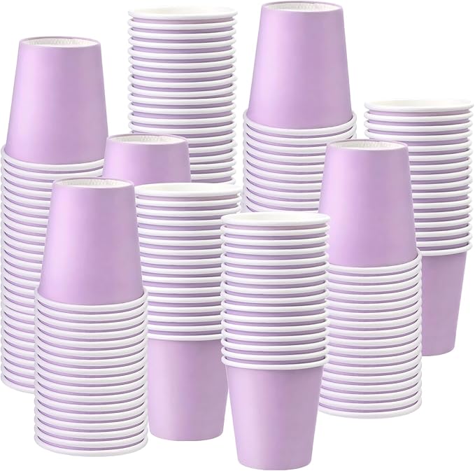 150 Pack 3oz Bathroom Cups, 3oz Paper Cups, Mouthwash Cups, Small Paper Cups Ideal for Bathroom, Supermarket, Birthday Party, Picnic and BBQ (Purple)