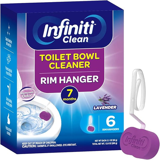 Toilet Bowl Cleaner Rim Hanger, 6 Count Automatic Bowl Toilet Cleaner, Cleans and Freshens Toilet Bowl, 7 Month (Lavender)