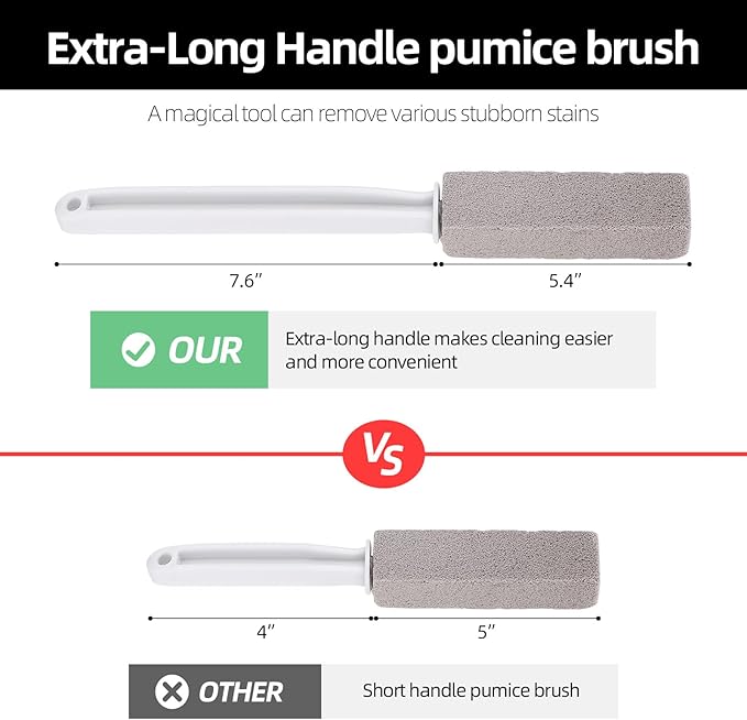 LoveBB 4 Pack Pumice Stone for Toilet, Extra Long Handle Pumice Stone Toilet Bowl Cleaner for Cleaning Bathtubs Sinks Pools Hard Water Stains