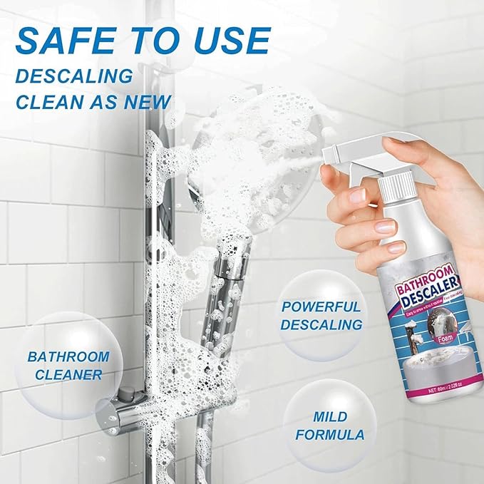 2.02 Floz Bathroom Descaler Foam Cleaner, 2025 New Bathroom Descaler Foam Cleaner Spray, All Purpose Rinse Cleaning Foams Spray, For Toilet Bath Shower Glass Sink Cleaner (1, 2pcs)