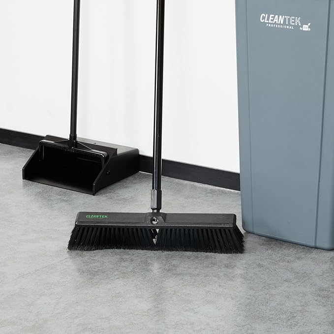 Restaurantware-BROOM HEAD ONLY: Clean Tek Professional 17.13-Inch Push Broom Head, 1 Heavy-Duty Cleaning Tool - Handle Sold Separately, Fine Flagged Bristles, Black Plastic, Outdoor Use