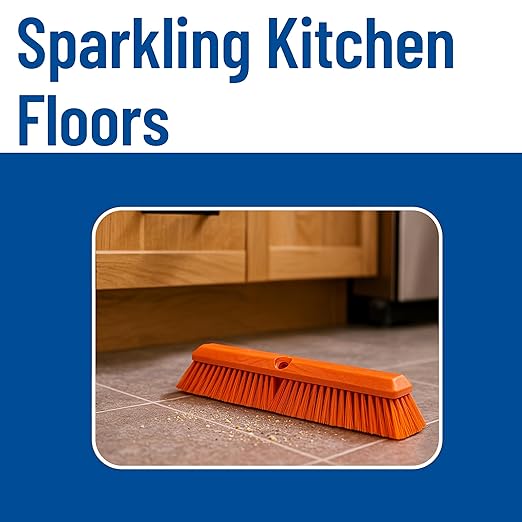 SPARTA 41891EC24 Omni Sweep Plastic Push Broom Head, Heavy Duty, Industrial Broom with Color Code System for Outdoor, Indoor, Concrete, Patio, Kitchen, Bathroom, 24 Inches, Orange, (Pack of 12)