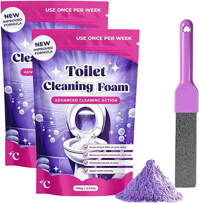 Fizz Clean Toilet Bowl Cleaner, Fizzclean Toilet Cleaning Foam, 2026 New Upgrade Toilet Bowl Cleaner, For Sparkling Clean, Touch Free Foaming Cleaning Powder (2PCS)
