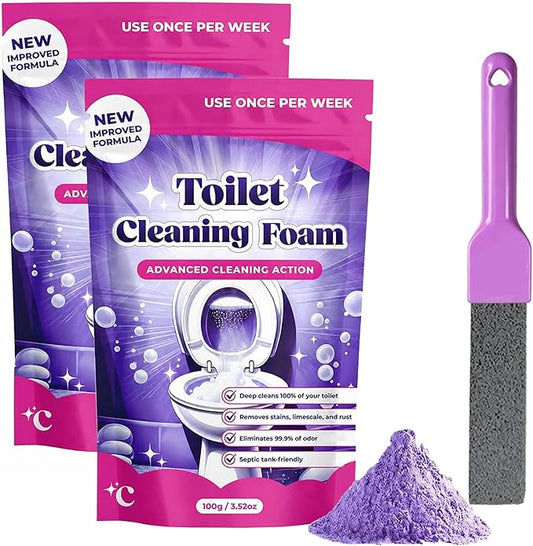 Fizz Clean Toilet Bowl Cleaner, Fizzclean Toilet Cleaning Foam, 2026 New Upgrade Toilet Bowl Cleaner, For Sparkling Clean, Touch Free Foaming Cleaning Powder (2PCS)