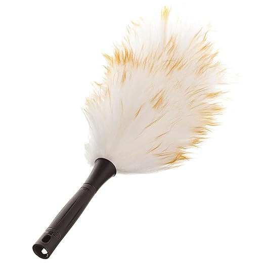 Unger Commercial StarDuster® Lambswool Duster with Handle (Case of 6), 17.5" Length, White/Black – Ideal for Dusting Shelves, Surfaces, and High Access Areas, LWDU0