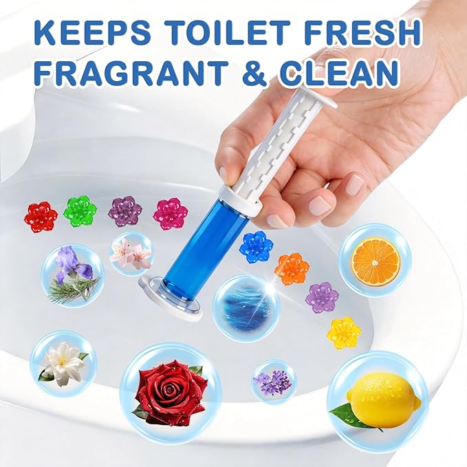 8 Pack Toilet Gel Stamp, Toilet Bowl Cleaner Gel, 8 Scents Flower Shaped, Long-Lasting Bathroom Freshener, Bathroom Essentials