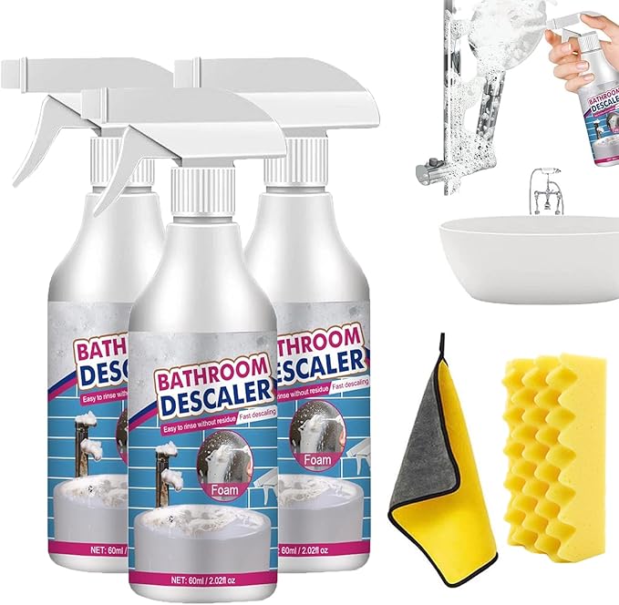 Bathroom Descaler Stubborn Stains Cleaner, Bathroom Descaler Cleaner, Bathroom Descaler Foam Cleaner, Jue Fish Bathroom Descaler, All Purpose Rinse Cleaning Foam for Bathroom (3Pcs)