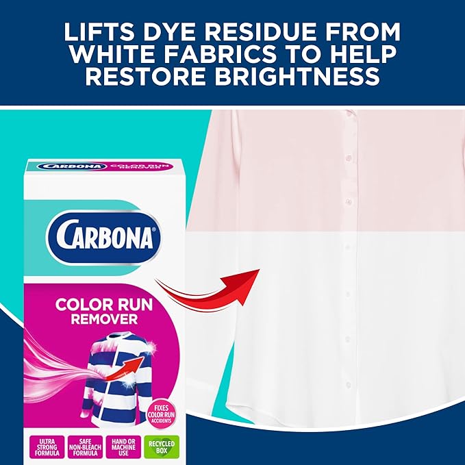 Carbona Color Run Remover (2.6 Oz), Ultra Strong Laundry Dye Transfer Remover, Helps Fix Color Run Accidents, Brightens Whites, Hand or Machine Use