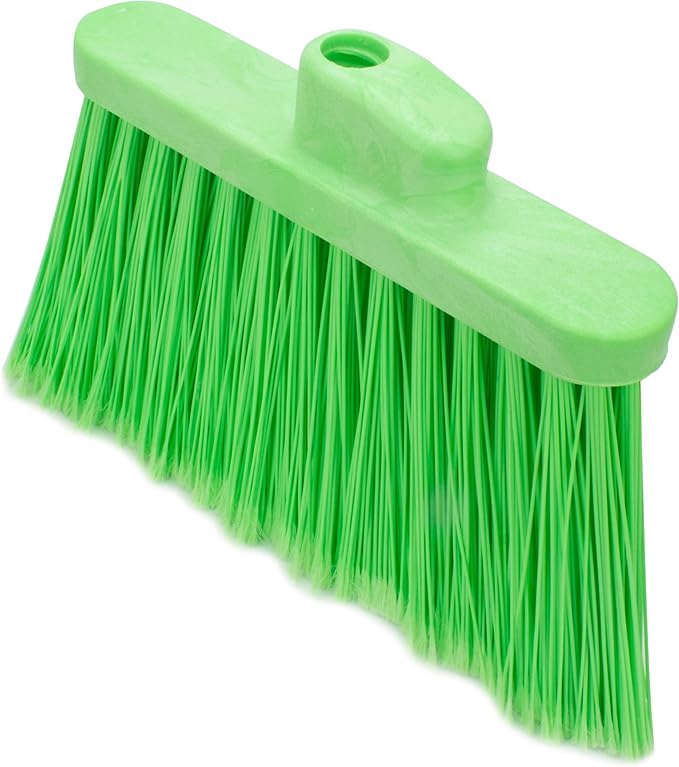 SPARTA Plastic Broom Head, Angled, Flagged for Small Debris Indoor, Outdoor, Home, Restaurant, Lobby, Office, 12 Inches, Lime