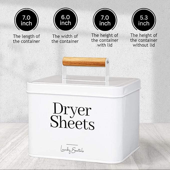 Simplation Modern Farmhouse Dryer Sheet Holder for Laundry Room Decor and Accessories, Metal Dryer Sheet Container for Laundry Decor, Dryer Sheet Dispenser for Laundry Room Organization (White)