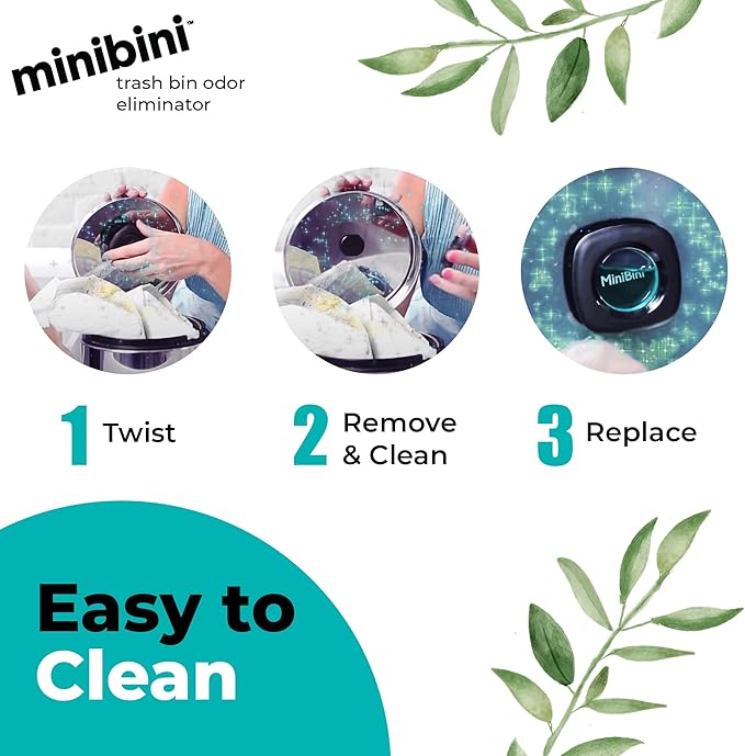 Minibini Trash Can Deodorizer and Odor Eliminator, Garbage Can Air Freshener and Odor Control Up to 90 Days, Device Plus Refill