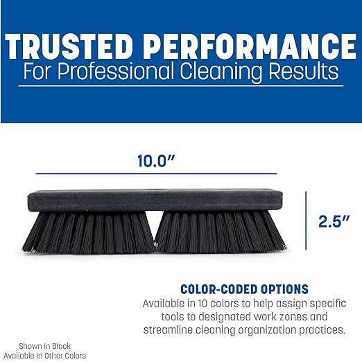 SPARTA Plastic Floor Scrub Brush, Brush Head Only, Deck Brush with ACME Standard Thread Fitting for Deck, Industrial Kitchens, and Hospitals, 10 Inches, Green, (Pack of 6)