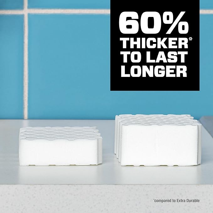 Mr. Clean Magic Eraser Sponge, All Purpose Cleaner, Long Lasting Cleaning Scrubber, Wall Cleaner, Sneaker Cleaner, Oven Cleaner, Kitchen, Bathroom, Shower Cleaning Supplies, Ultra Thick, 5ct