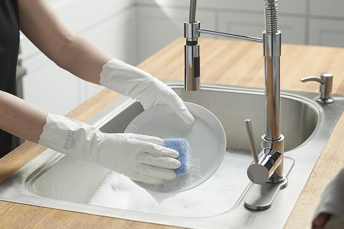 Mr. Clean Bliss Cleaning Gloves Premium Reusable Vinyl Latex-Free Gloves with Non-Slip Grip, Large