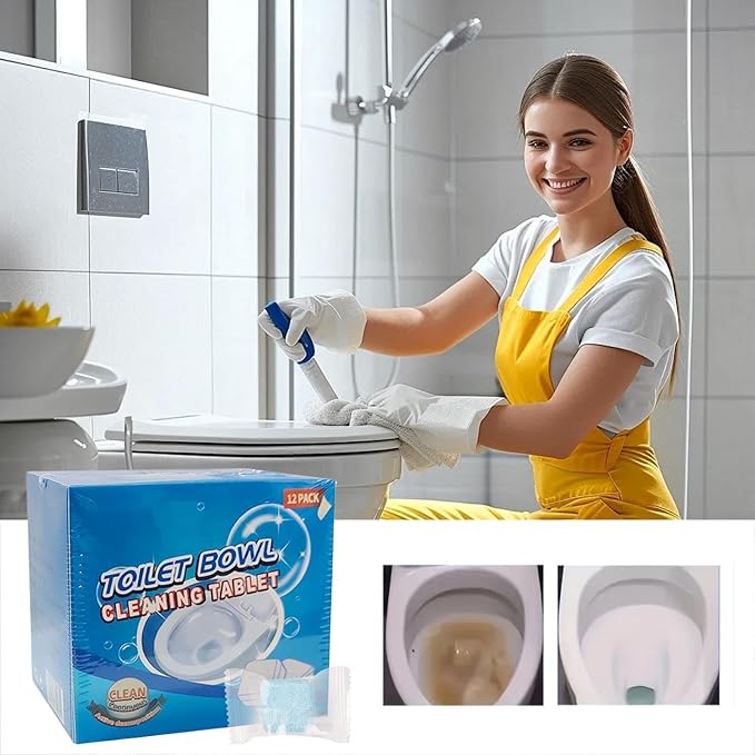Powerful Toilet Bowl Cleaner Tablets, Ödor-Neutralizing Tablets, 180g, Automatic Toilets Cleaner, Descaling Bowl Tabs, Keeps Toilet Smelling Clean, For Home Apartment Hotel Restroom Hard Water