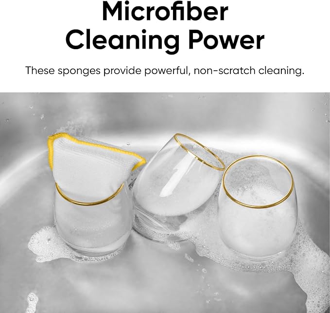 Microfiber Sponges for Dishes, Non-Scratch Sponge Dish Scrubber Heavy Duty Household Cleaning Multi-Purpose Cleaning Supplies Dish Wash Kitchen Cleaners Pack of 36