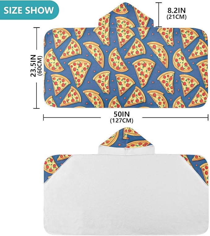 Kids Hooded Towels Funny Pizza Swimming Beach Towel 23.5" x 50" Bath Towel for Boys Girls 21216709