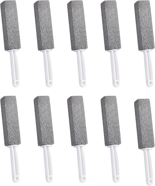 10 Pcs Pumice Stone Toilet Bowl Cleaner with Handle,High-Density Natural Pumice,Scratch-Free,Effectively Removes Hard Water Rings,Rust,Calcium for Bathtubs,Sinks,Pools, Grills,Ceramic Surfaces