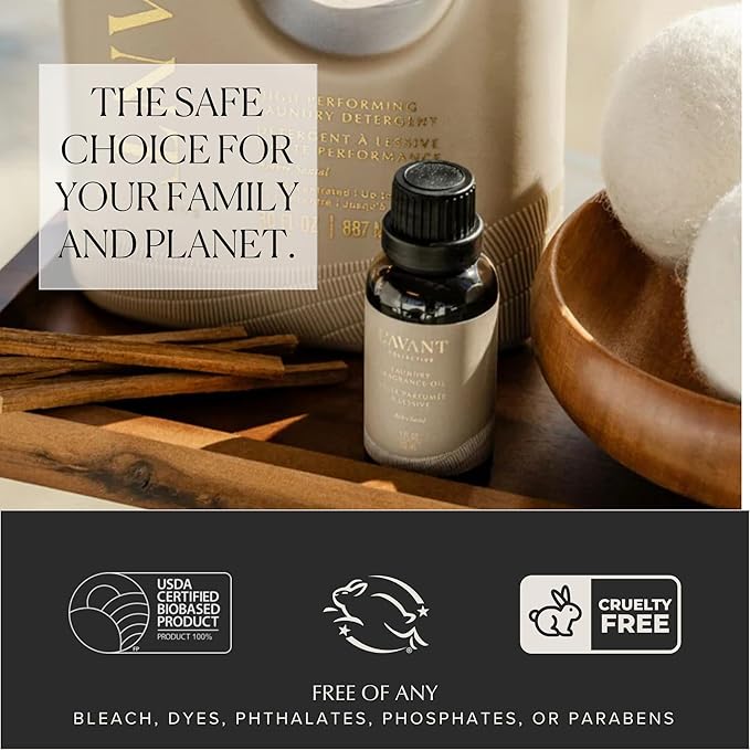 L'AVANT Collective | Essential Oils for Laundry - Dryer Balls Scents – Scented Fragrance Essential Oil Drops | Laundry Oil - Ambre Santal