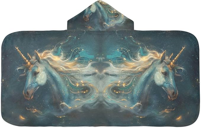 Hooded Towel for Kids Horse in Dark Sky Beach Wrap Bath Towels 50x23.5in