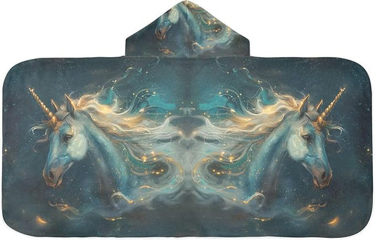 Hooded Towel for Kids Horse in Dark Sky Beach Wrap Bath Towels 50x23.5in