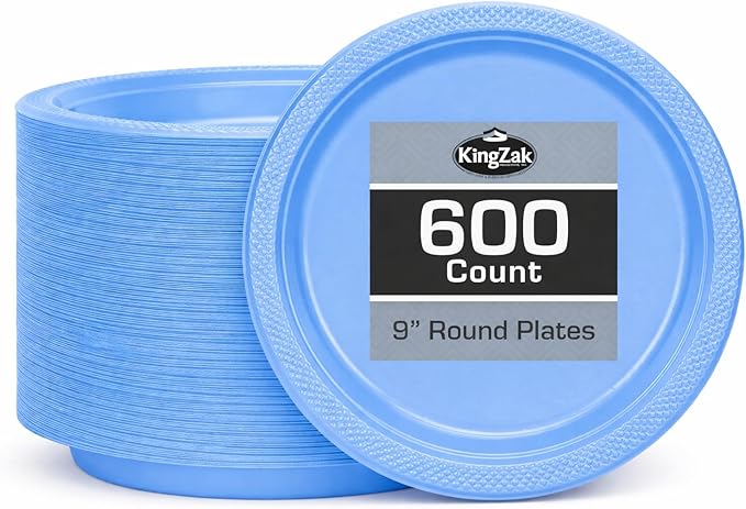 Hanna K. Signature Clear Plastic Plates 9 Inch - 600 count - Plastic Solid Round Party Plates For Weddings, BBQs, Birthday Plates - Disposable Clear Plates - Plastic Dinner Plates