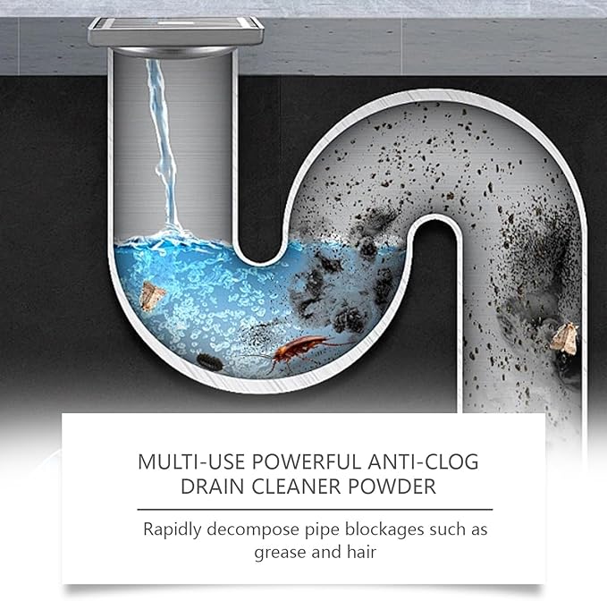 Drain Unclogging Cleaning Powder for Home Kitchen and Bathroom - Rapidly Dissolve Grease, Hair & Blockages, Easy-to-Use Formula(1PCS)